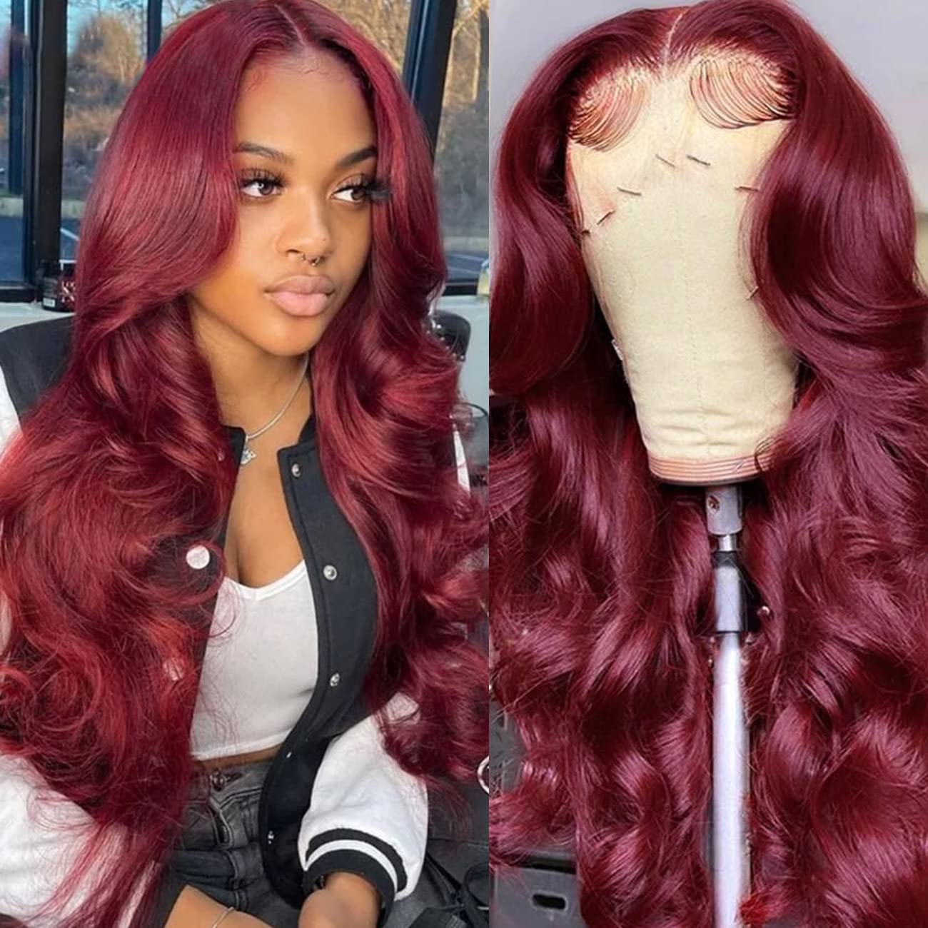 13X4 Lace Front Wig Brazilian 99J Straight Lace Wig 150% Density